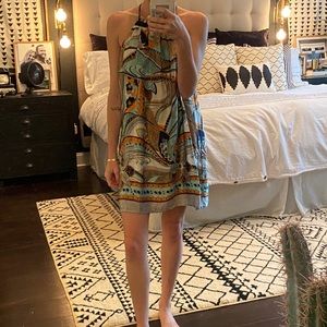 100% Silk Paisley Halter Dress